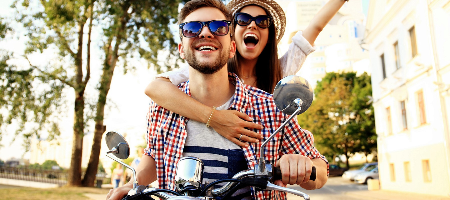 Young people on a motorbike